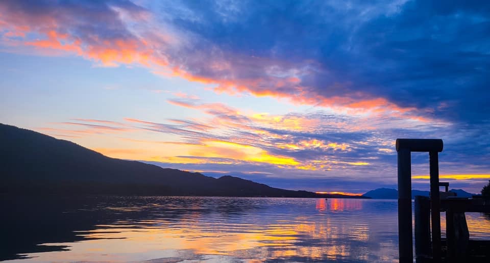 Blue and pink sunset over the Tongass Narrows